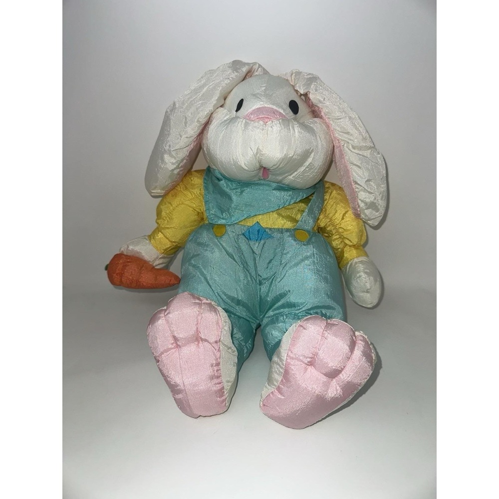Vtg‎ International Silver Co Bunny Rabbit Soft Nylon Puffalump Style Plush 15"